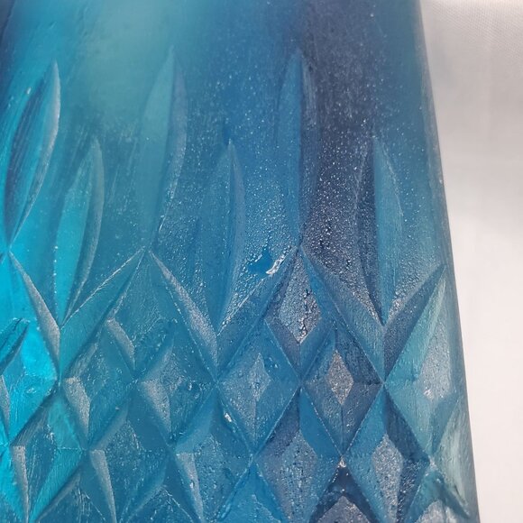 Sascha Brastoff MCM Blue Resin Square Diamond Candleholder 1950's Signed 9 3/4” - Picture 13 of 15